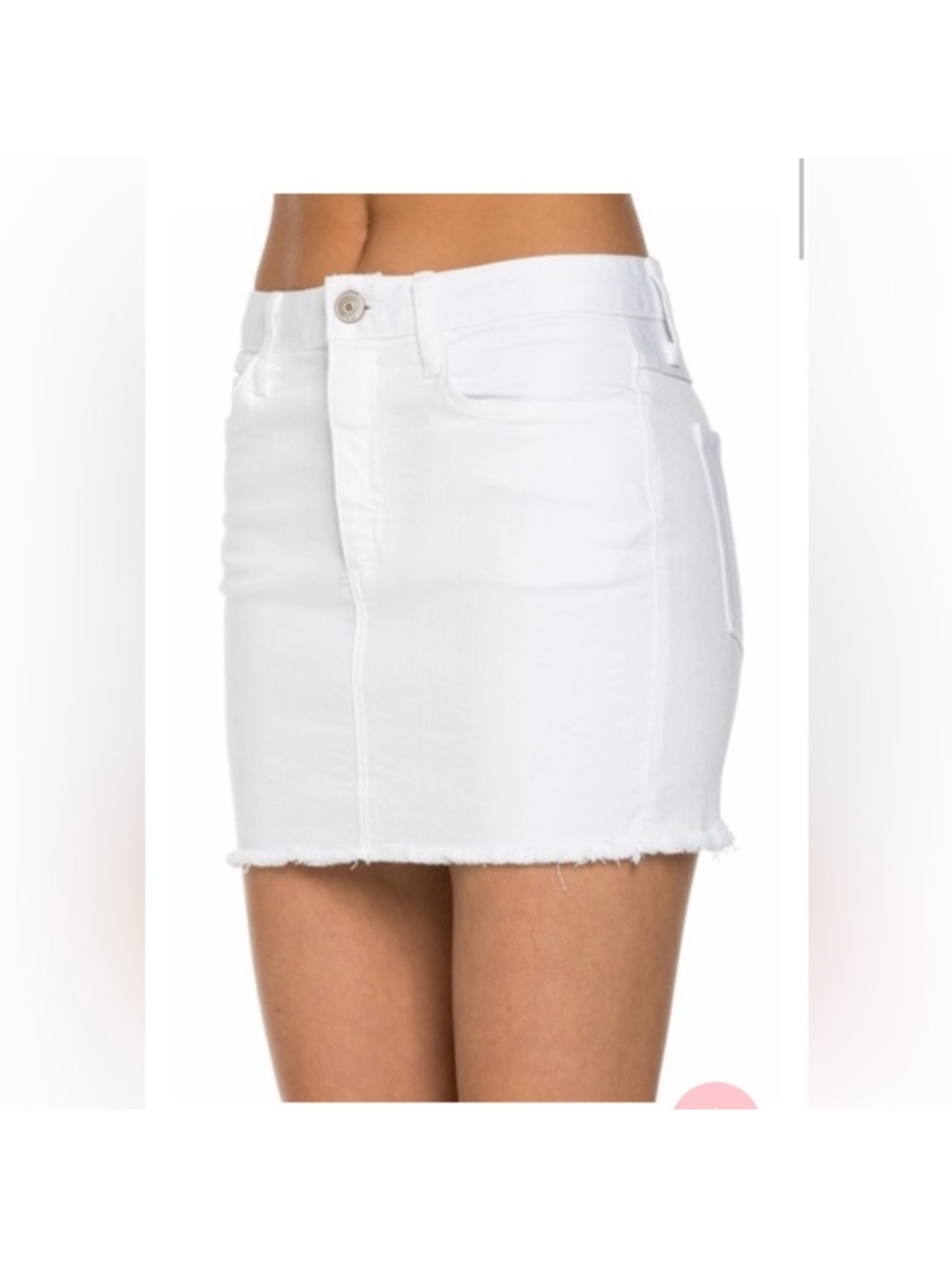 White Denim Mini Skirt with Frayed Hem